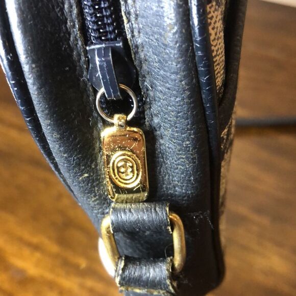 GUCCI GG Ophidia Sherry Line Navy Leather Grey Canvas Crossbody Bag Vintage - Picture 14 of 17